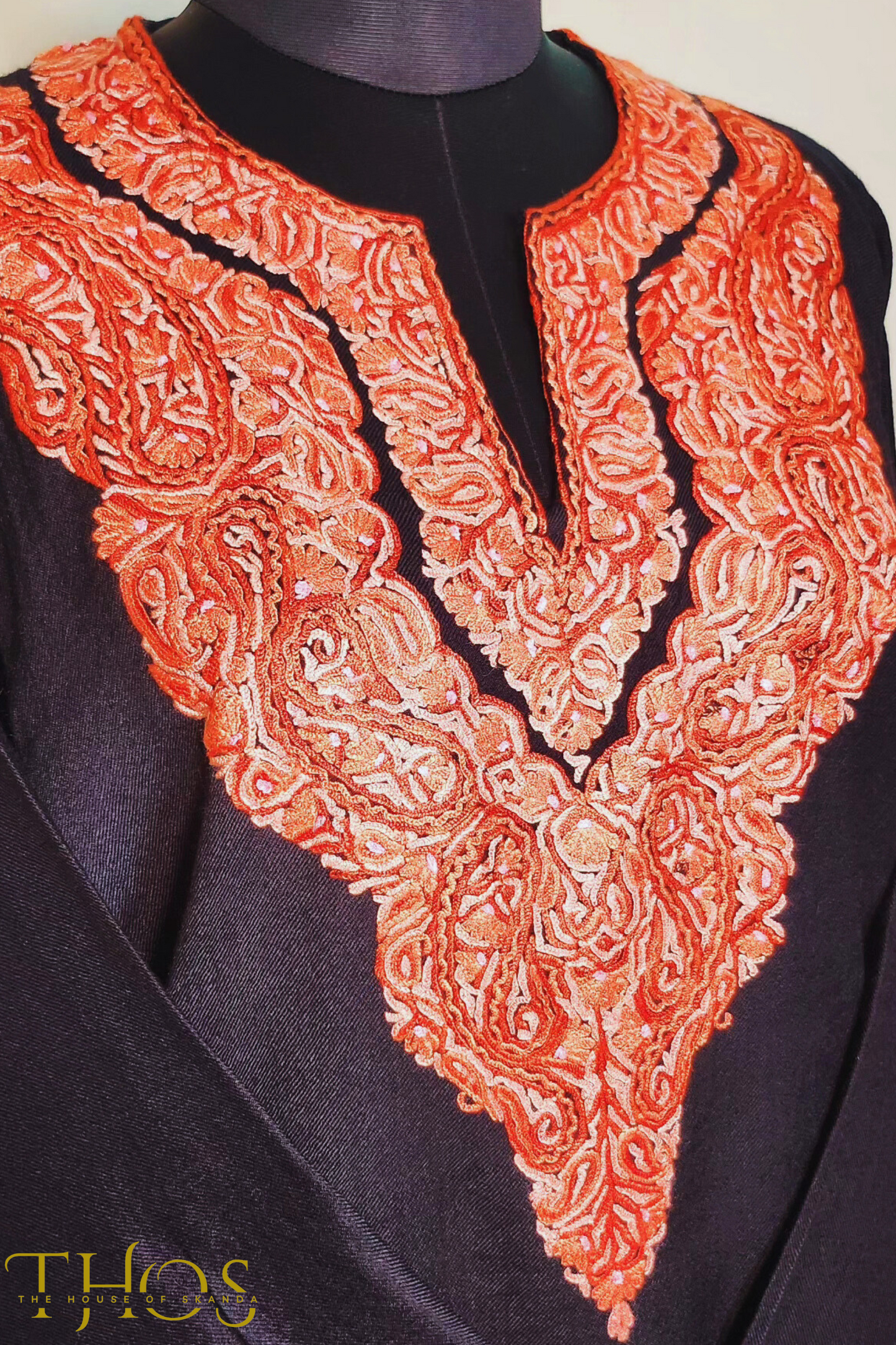 Bano Black and Orange Aari Phiran
