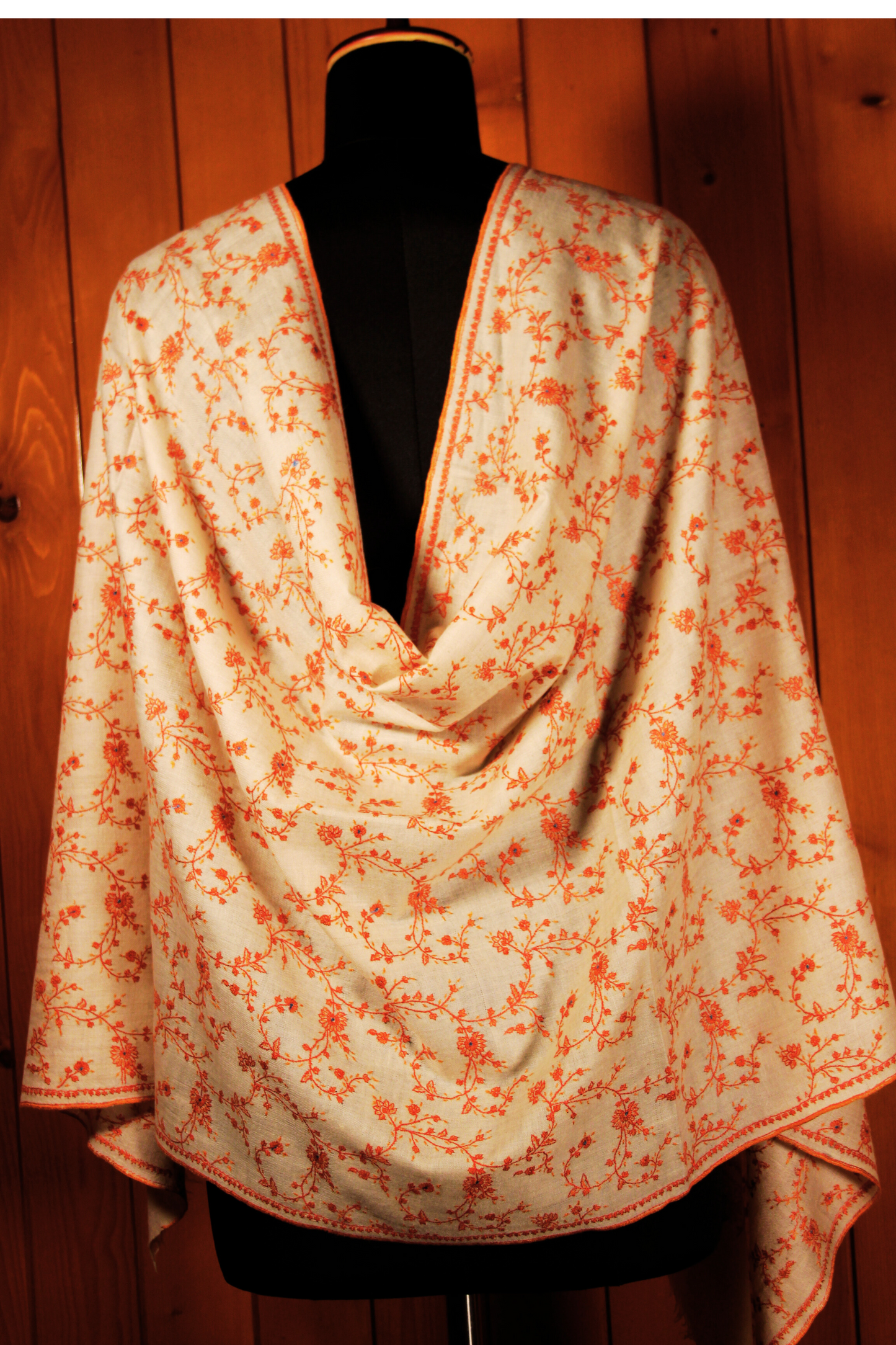 Arzoo White and Orange Jamawar