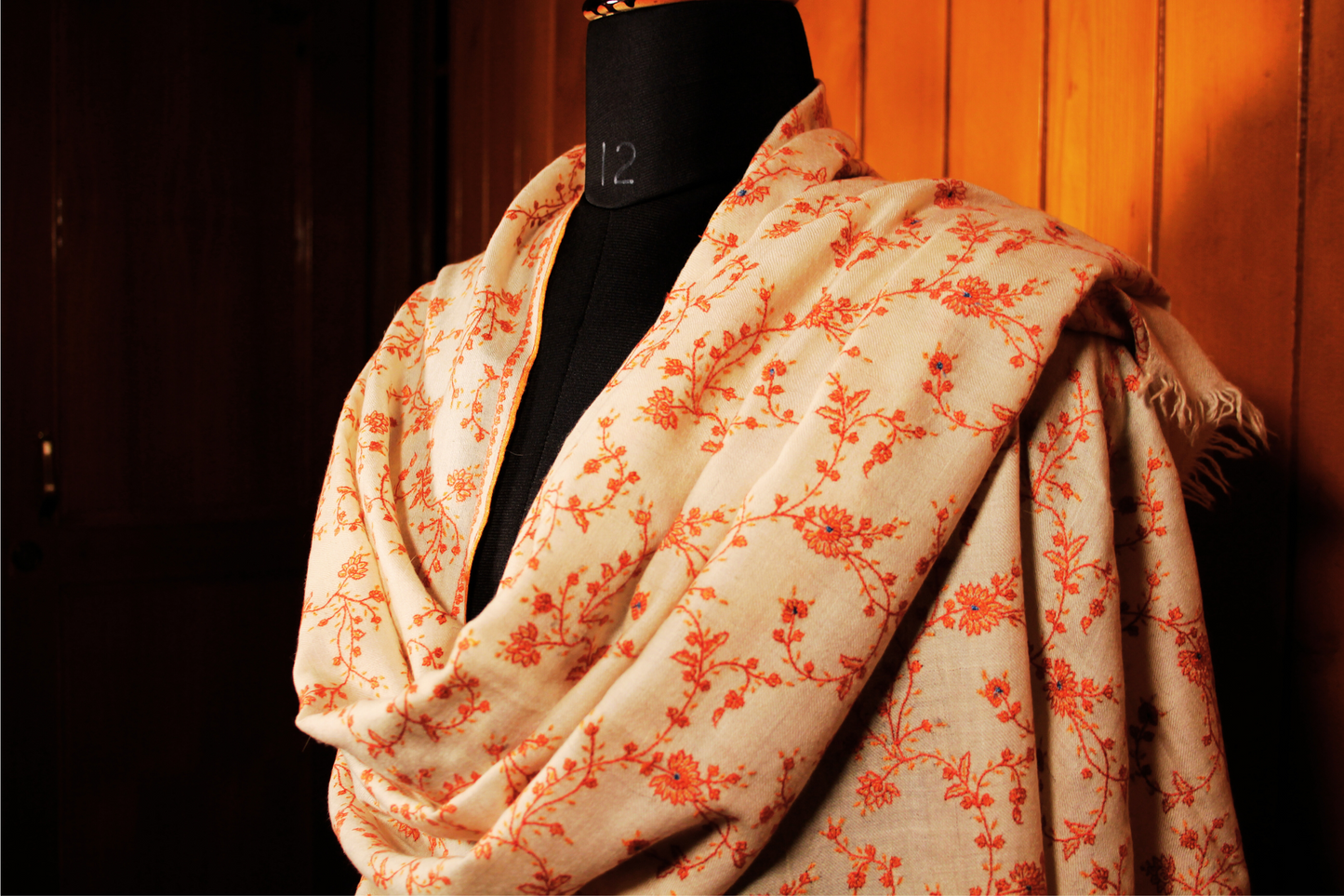 Arzoo White and Orange Jamawar