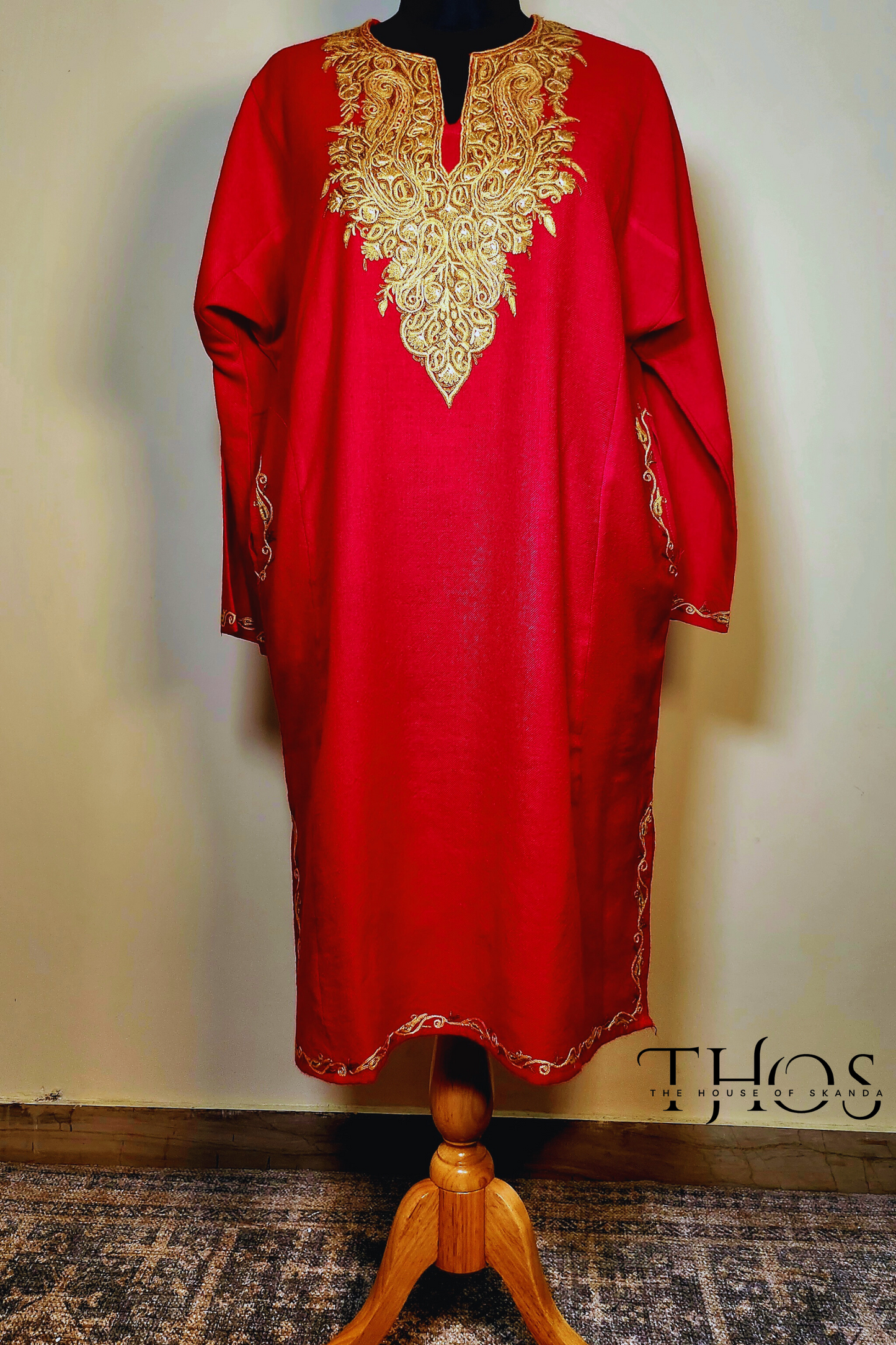 Bano Dark Red and Golden Aari Phiran