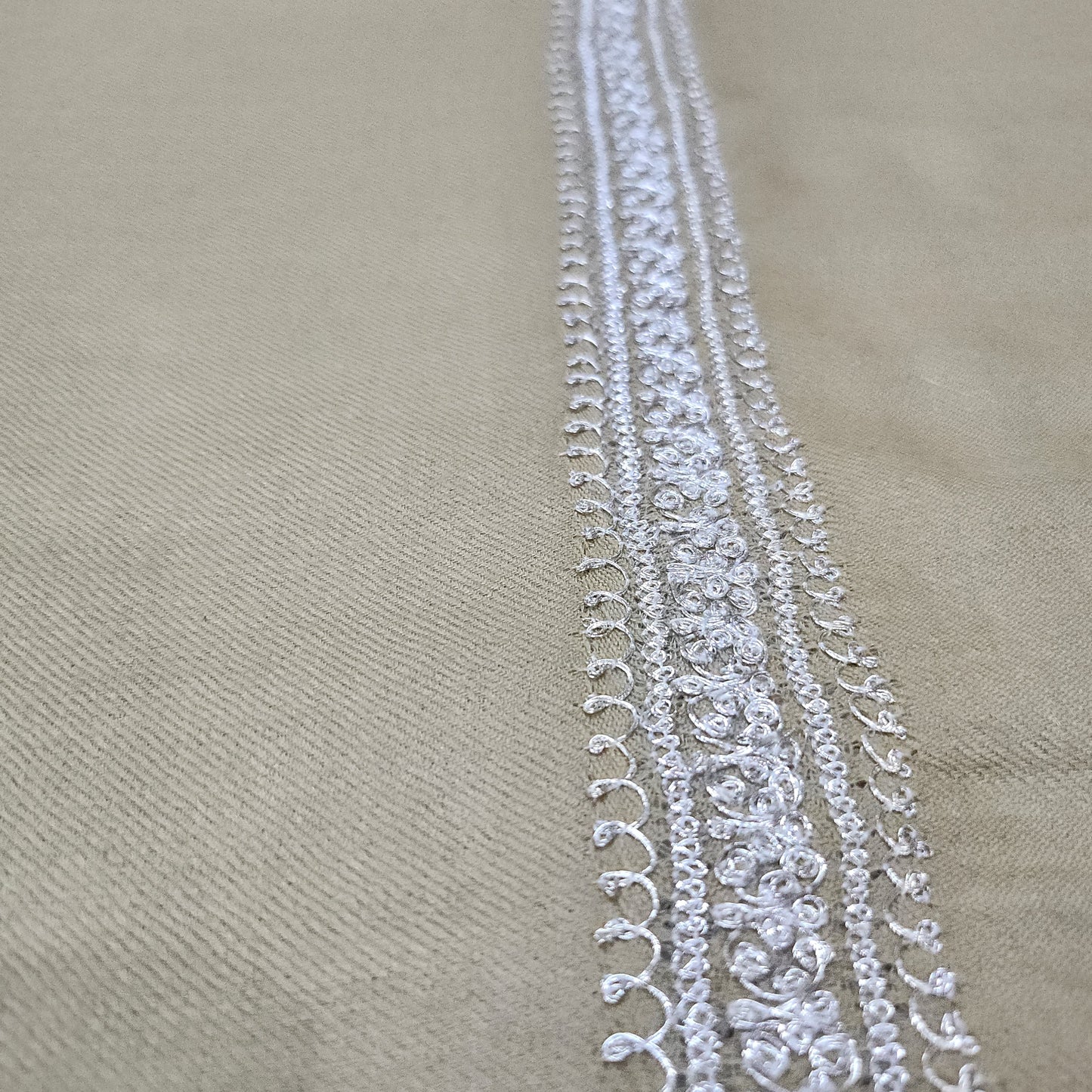 Aayat Barley Cream Silver Tilla Stole