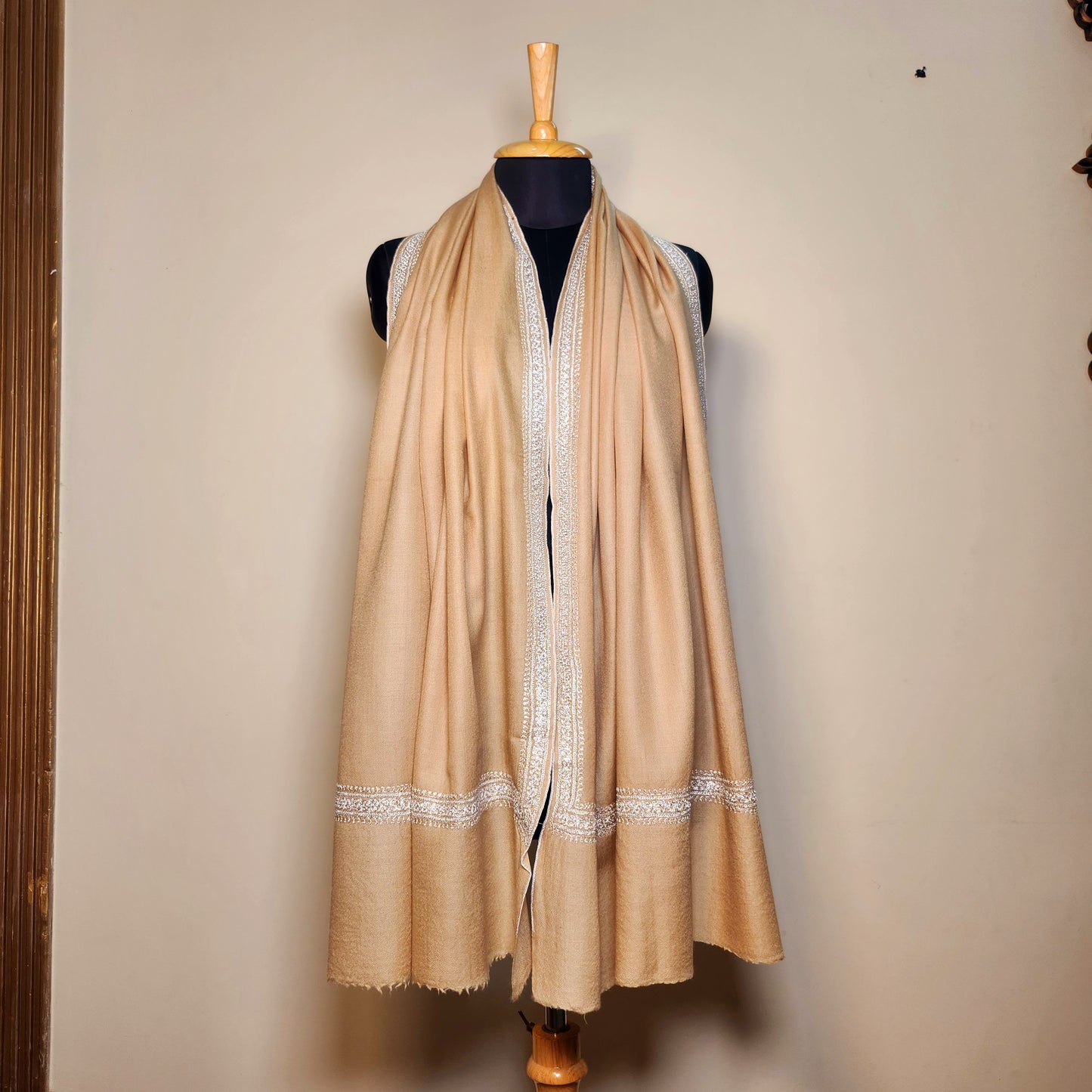 Aayat Barley Cream Silver Tilla Stole