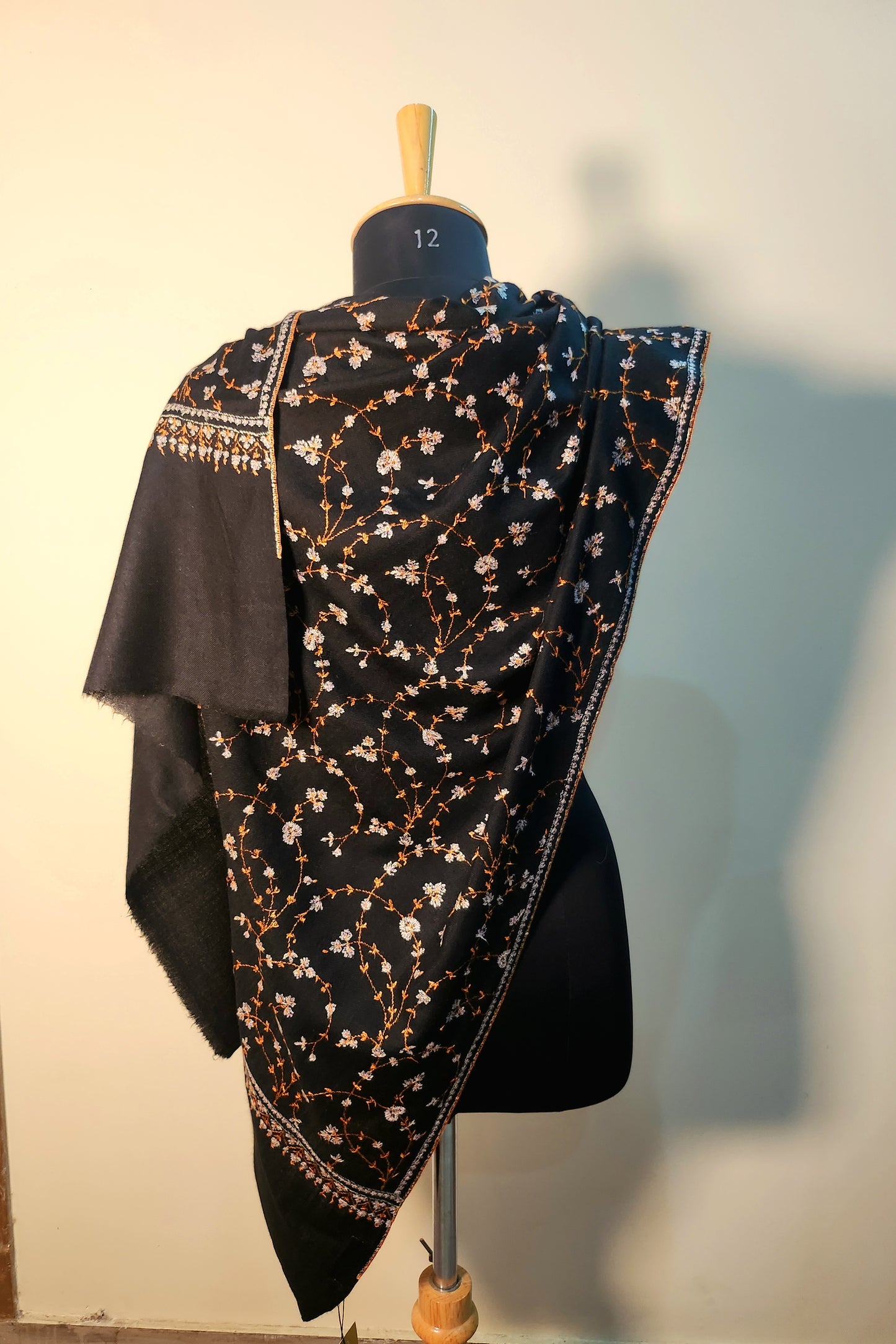 Aayat Black and Brown Sozni Stole