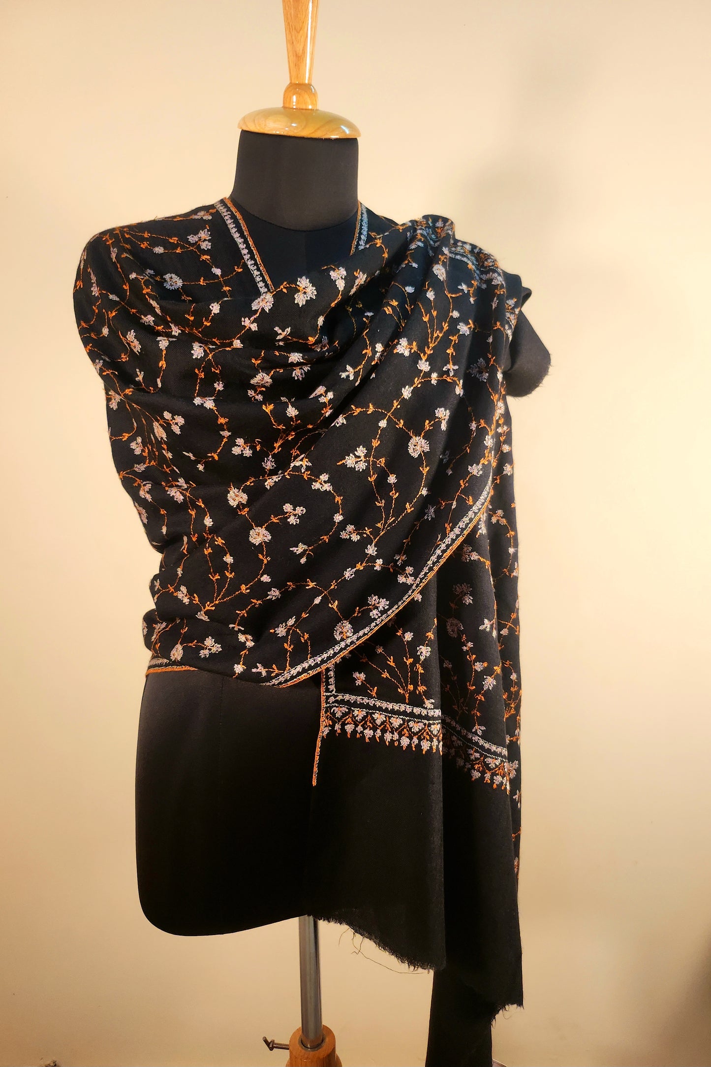 Aayat Black and Brown Sozni Stole