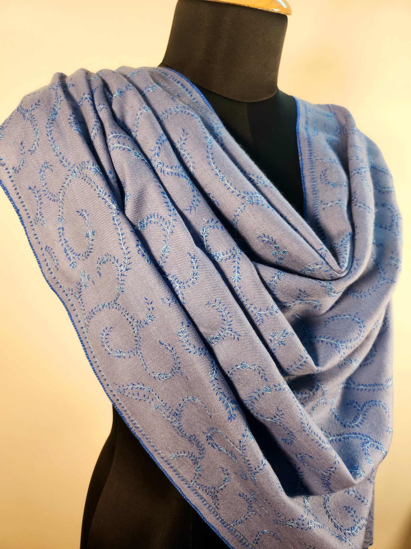 Aayat Grey Blue Sozni Stole