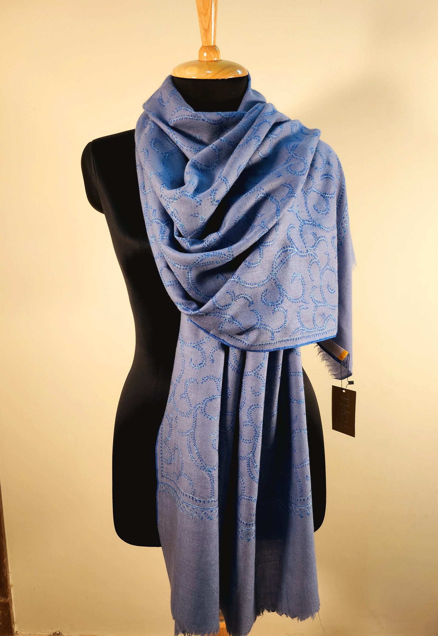 Aayat Grey Blue Sozni Stole