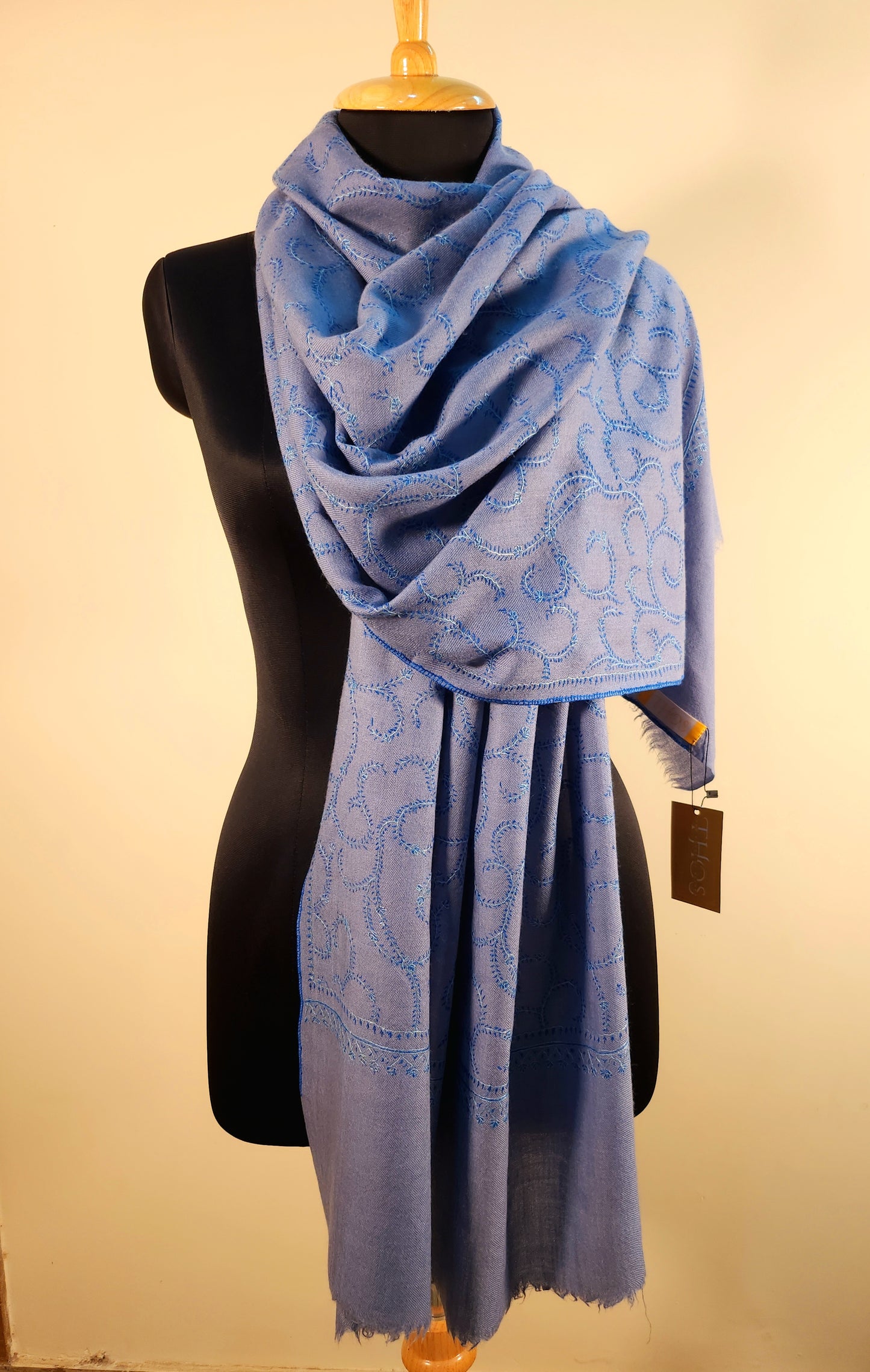 Aayat Grey Blue Sozni Stole