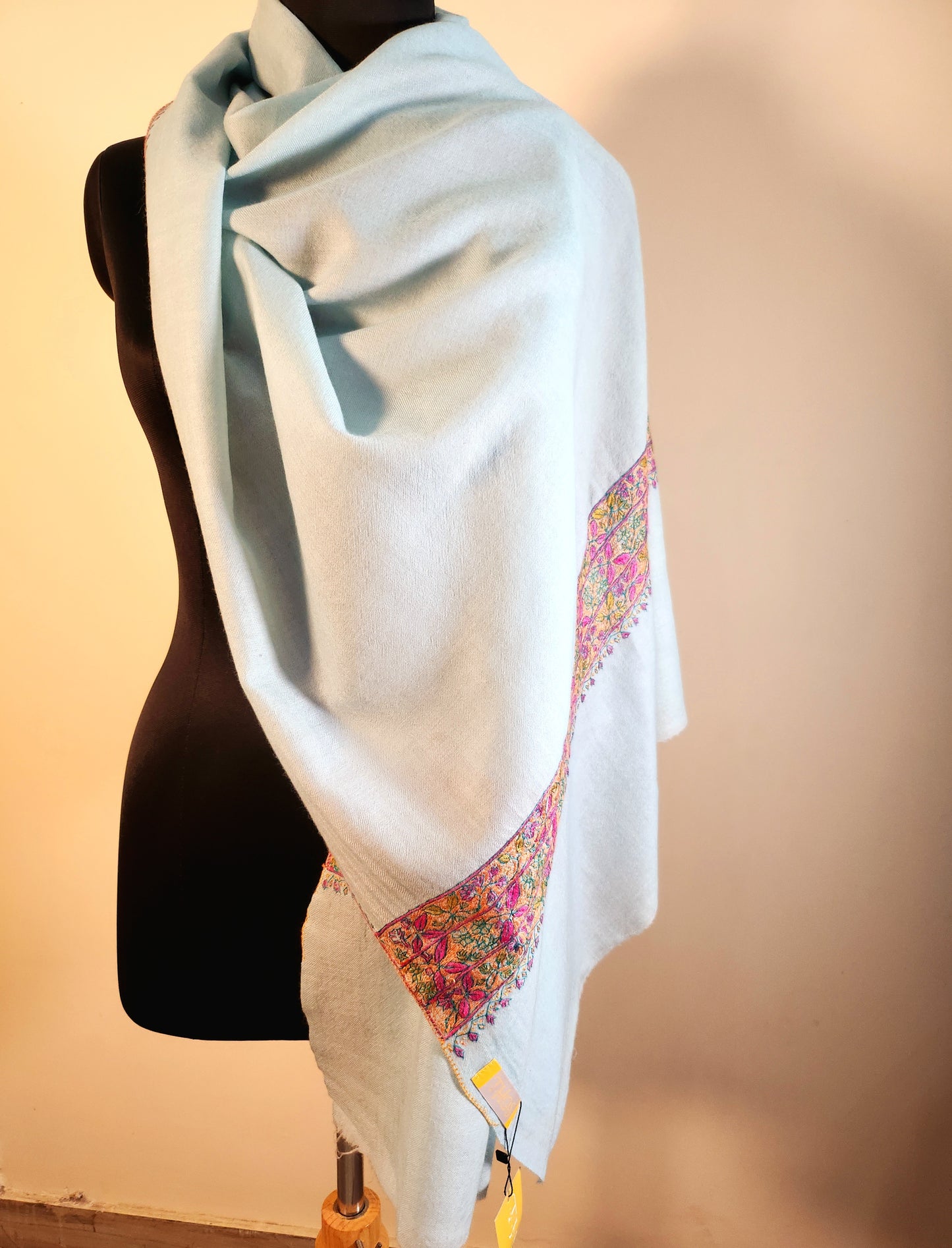 Aayat Light Turquoise Sozni Stole