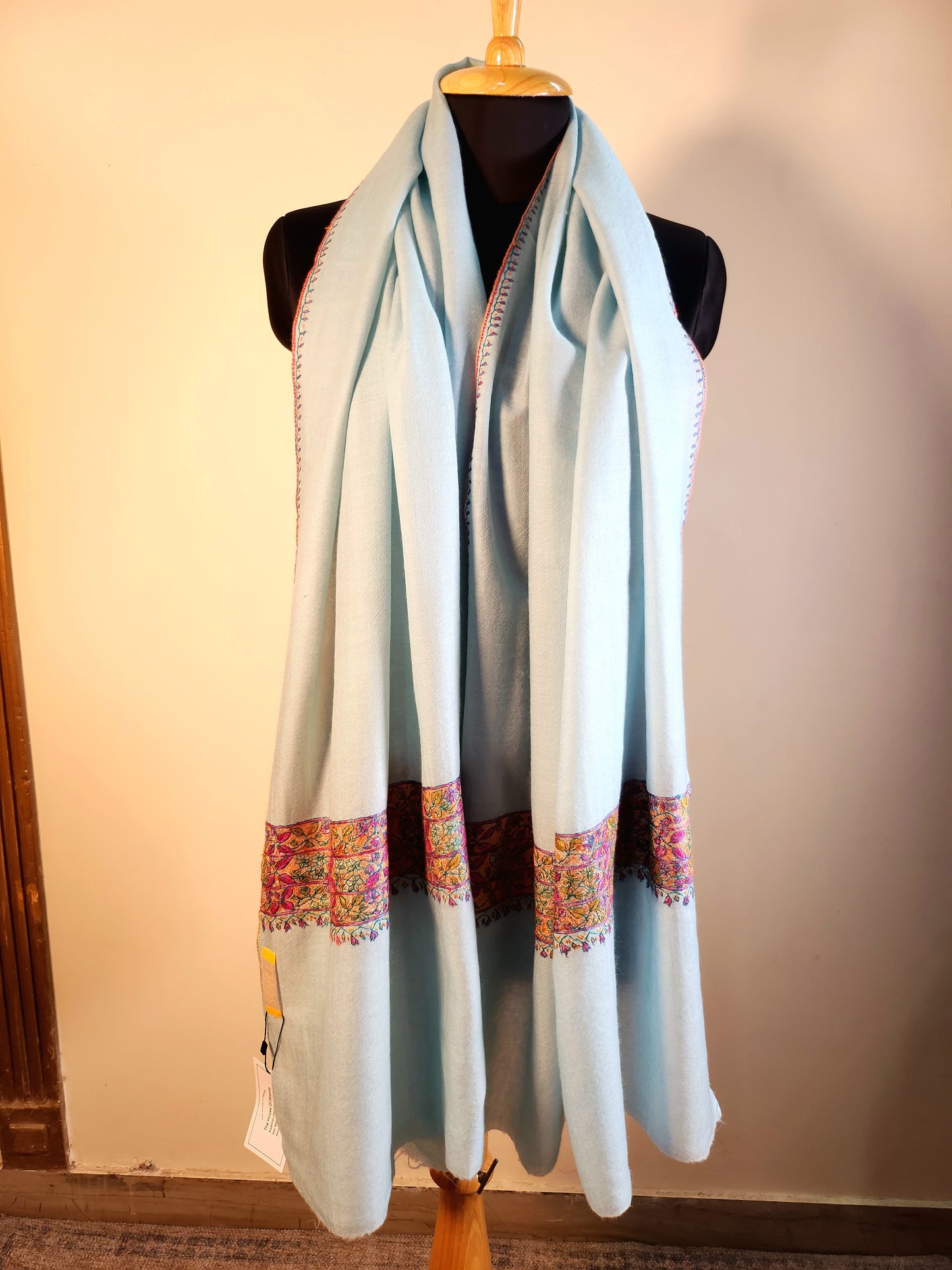 Aayat Light Turquoise Sozni Stole