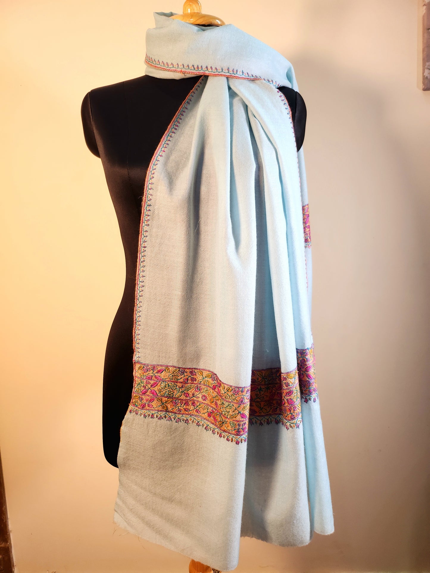Aayat Light Turquoise Sozni Stole