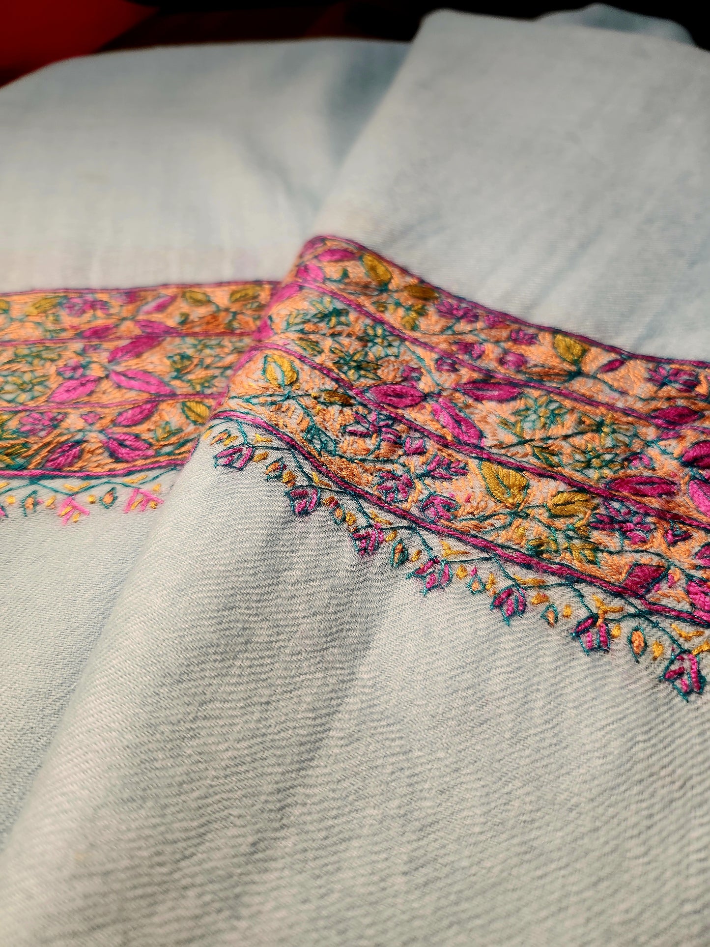 Aayat Light Turquoise Sozni Stole