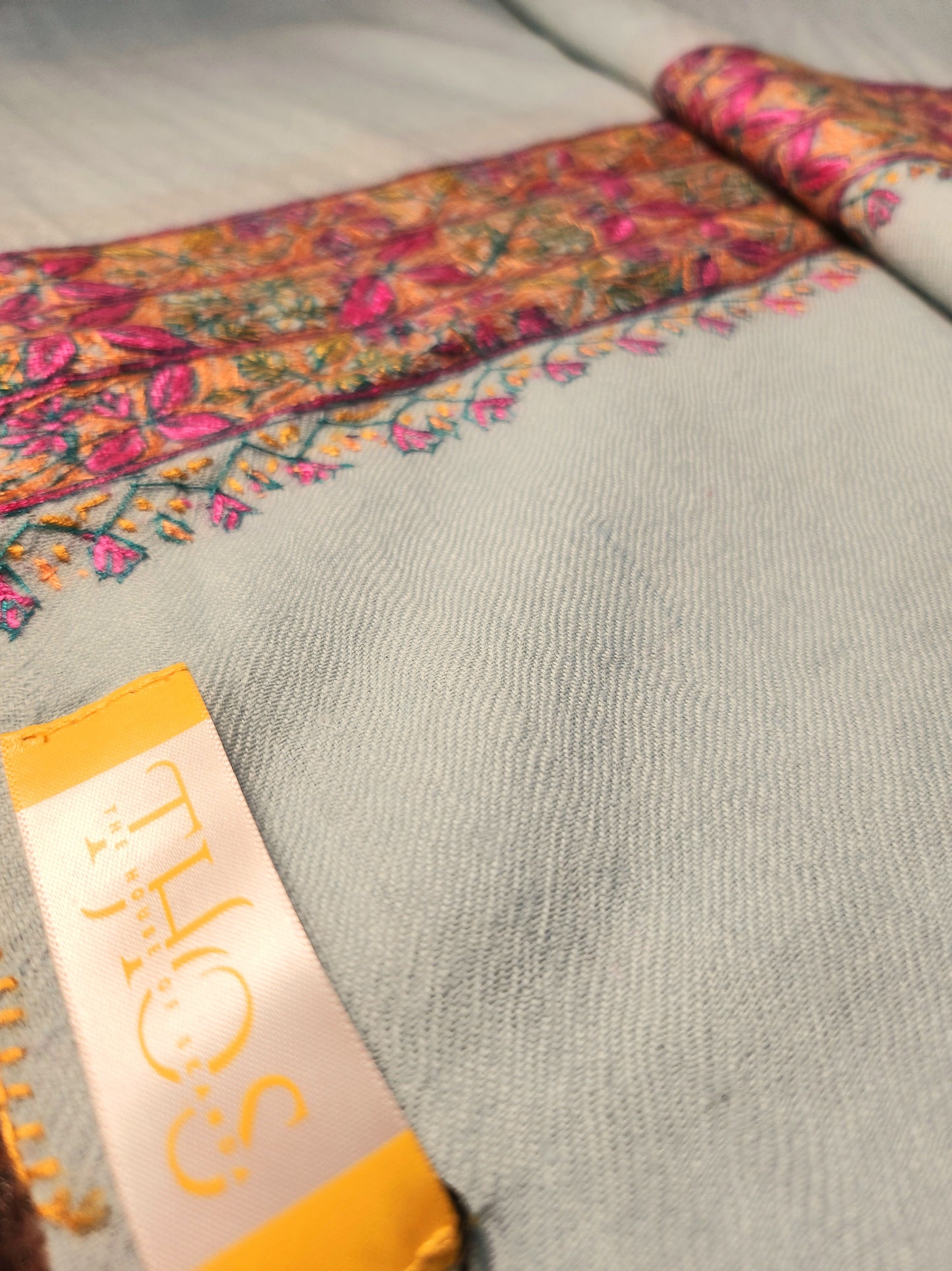 Aayat Light Turquoise Sozni Stole