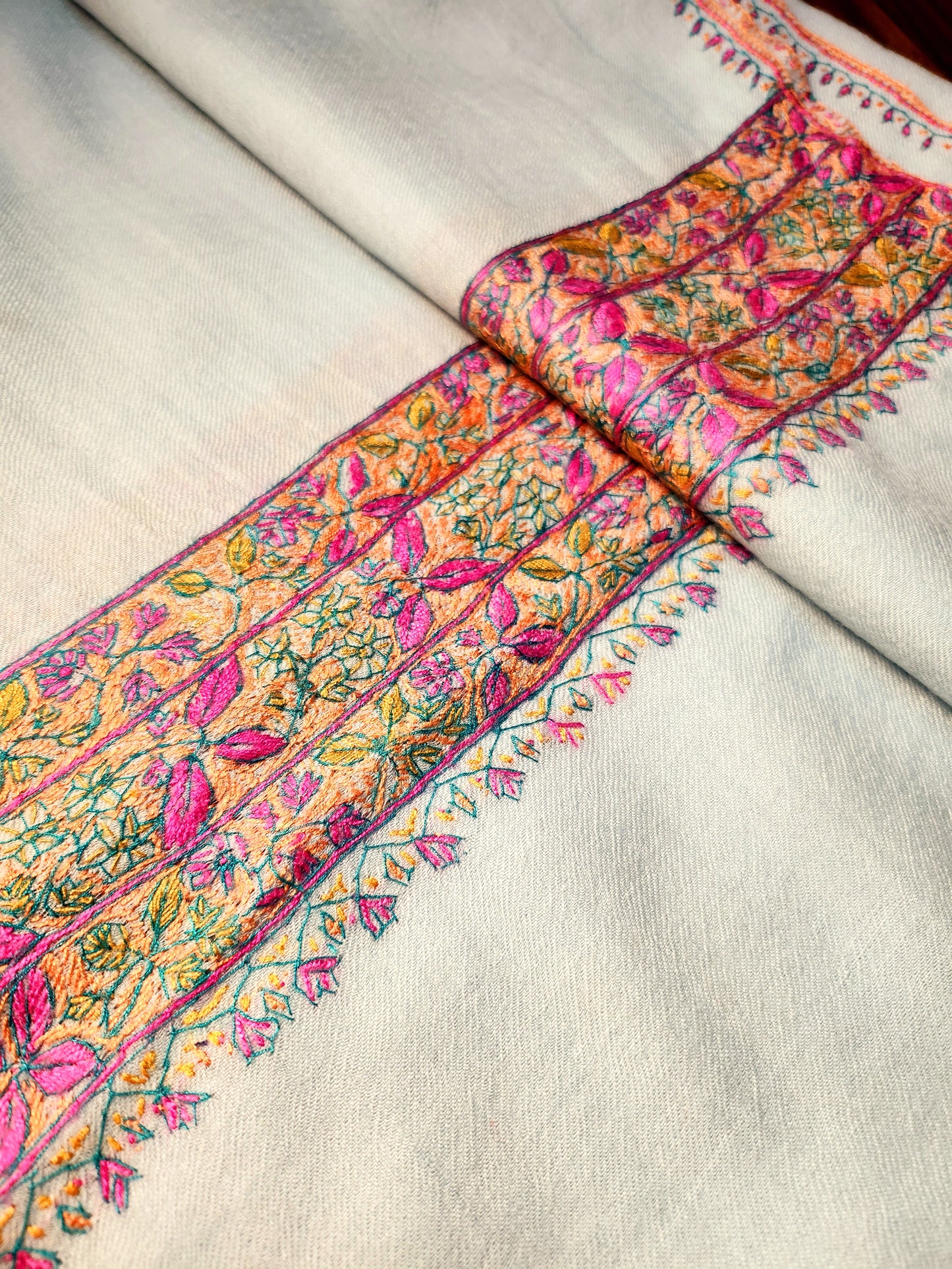 Aayat Light Turquoise Sozni Stole