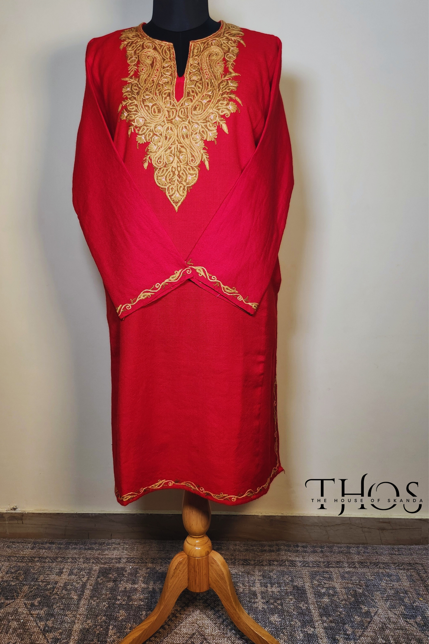 Bano Dark Red and Golden Aari Phiran