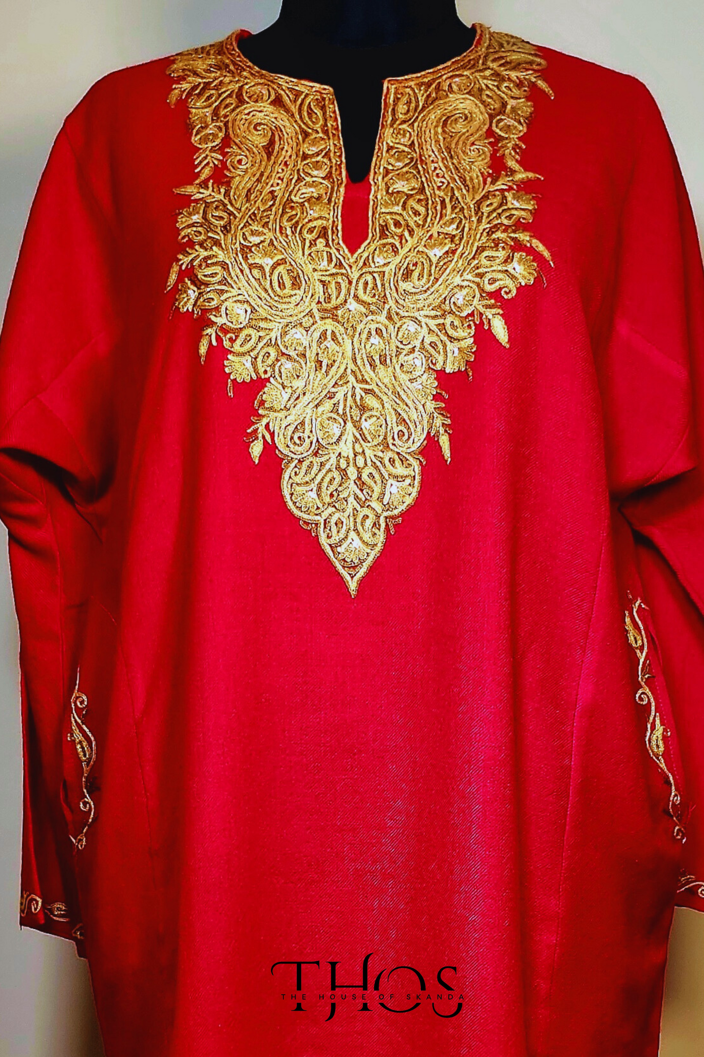 Bano Dark Red and Golden Aari Phiran