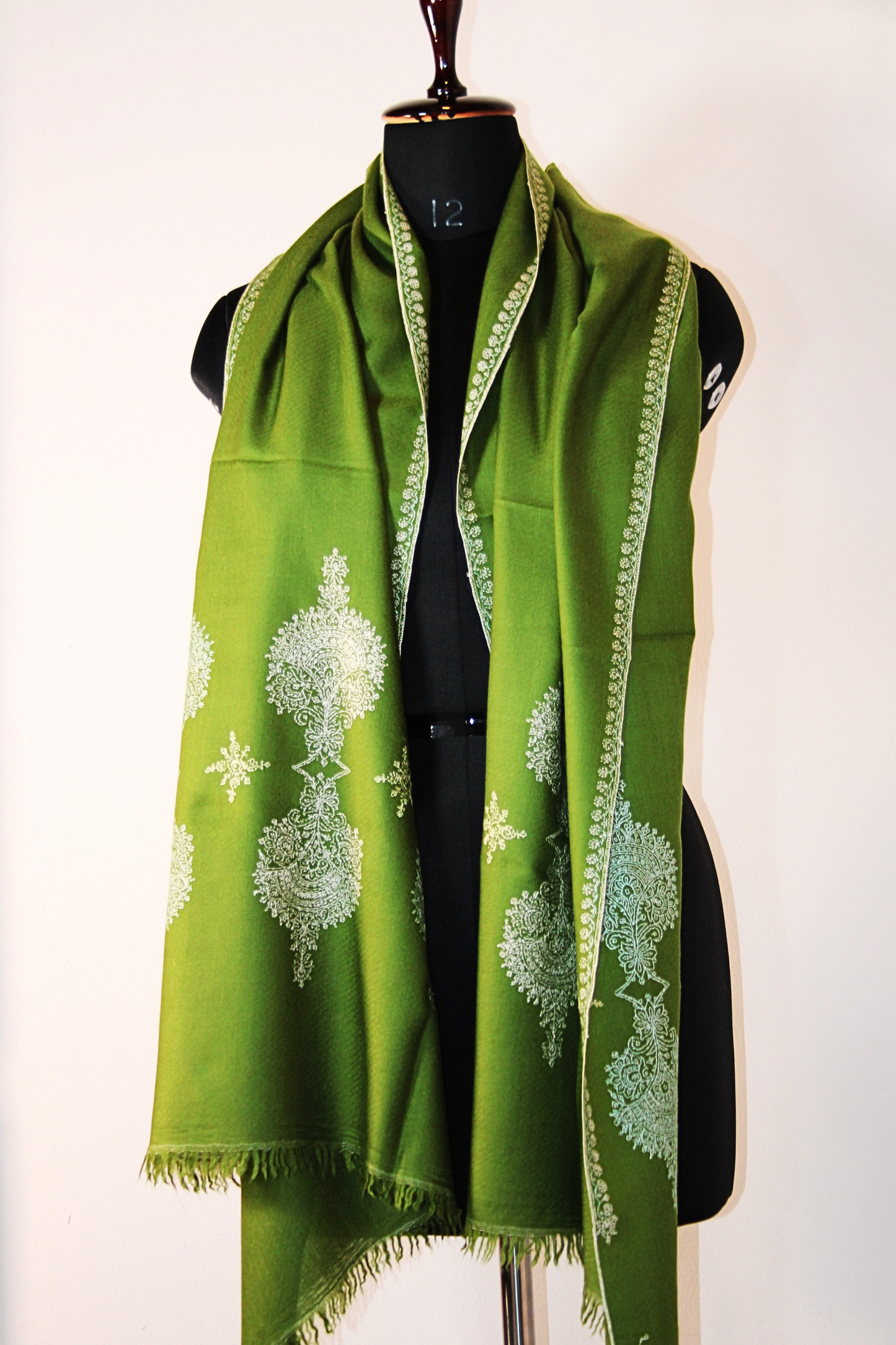Aayat Henna Green Sozni Pashmina Stole