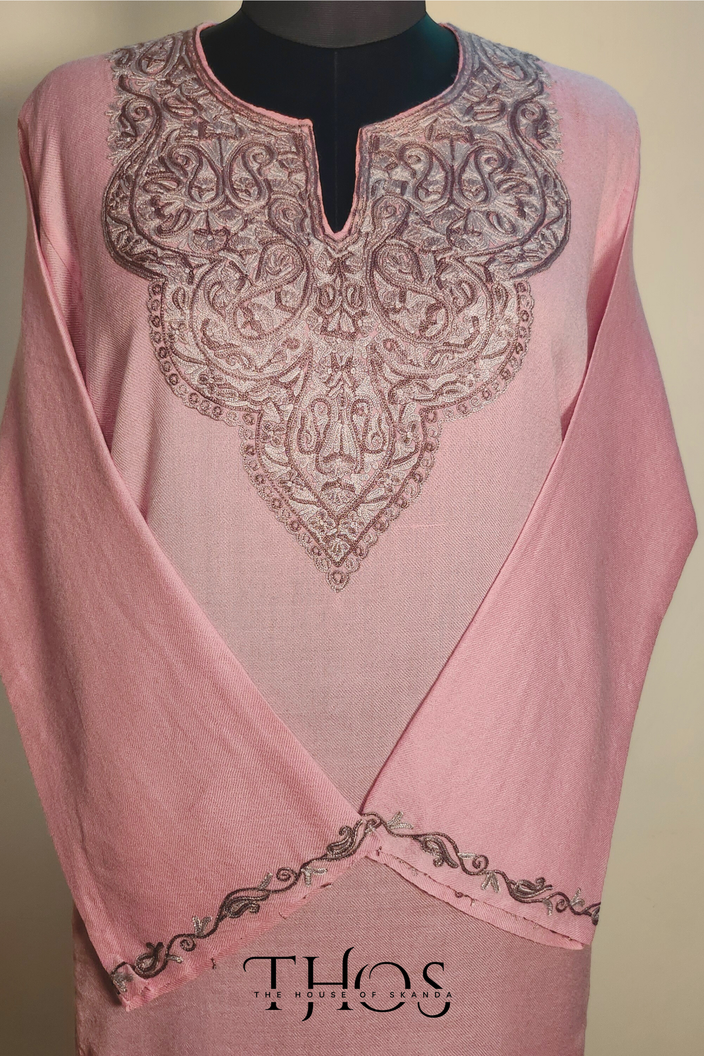 Bano Pink and Grey Aari Phiran