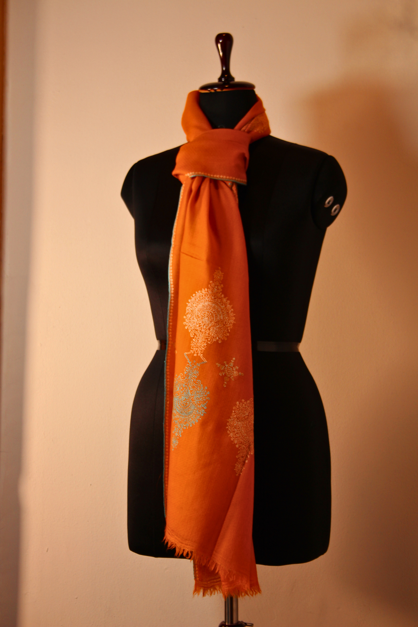 Aayat Tangrine Pashmina Sozni Stole