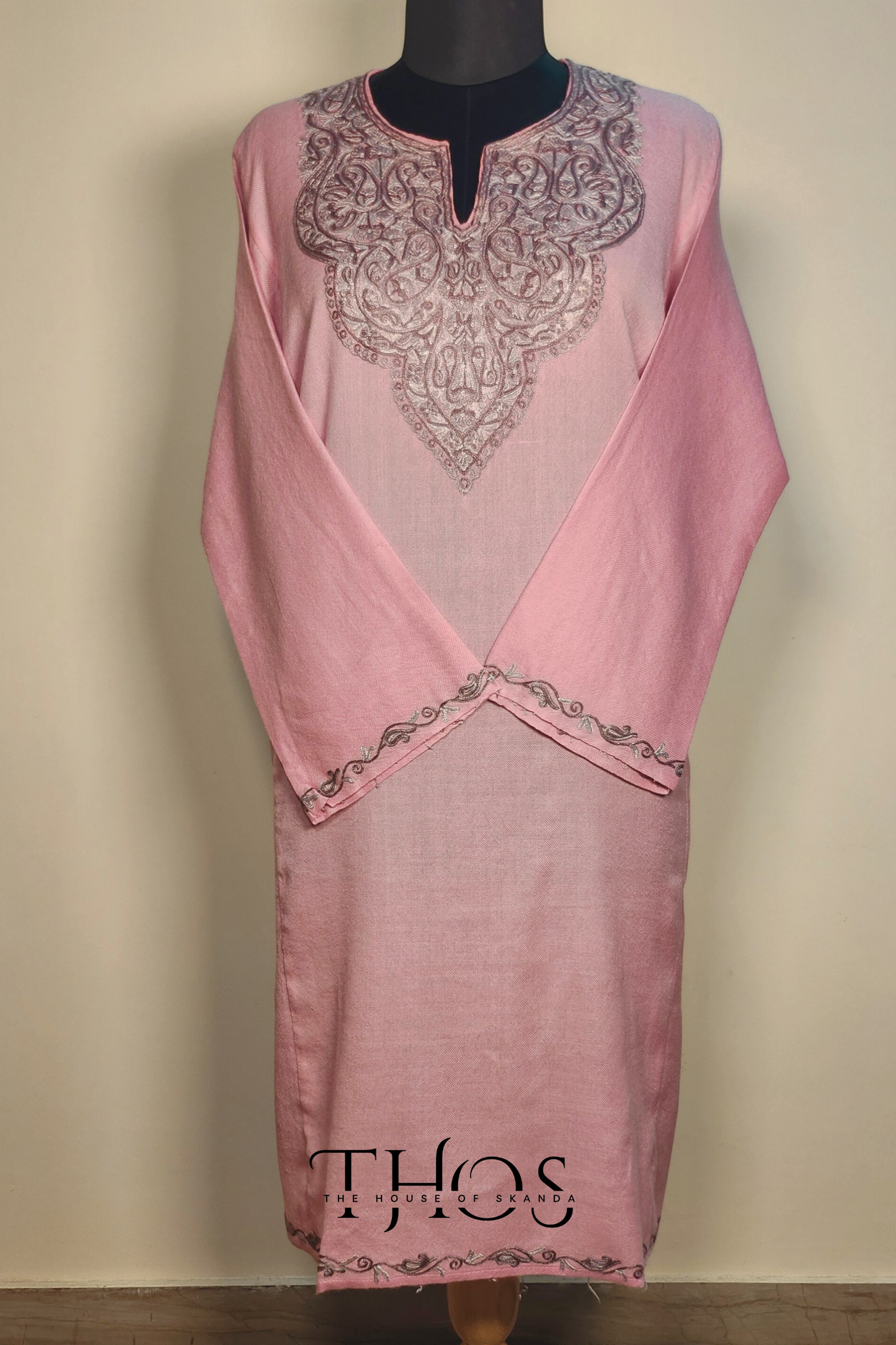 Bano Pink and Grey Aari Phiran