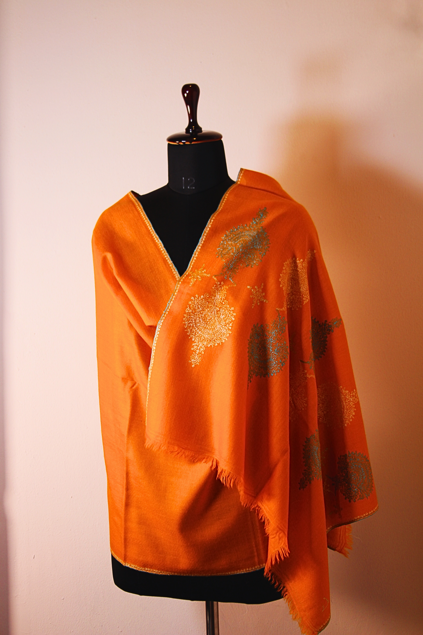 Aayat Tangrine Pashmina Sozni Stole