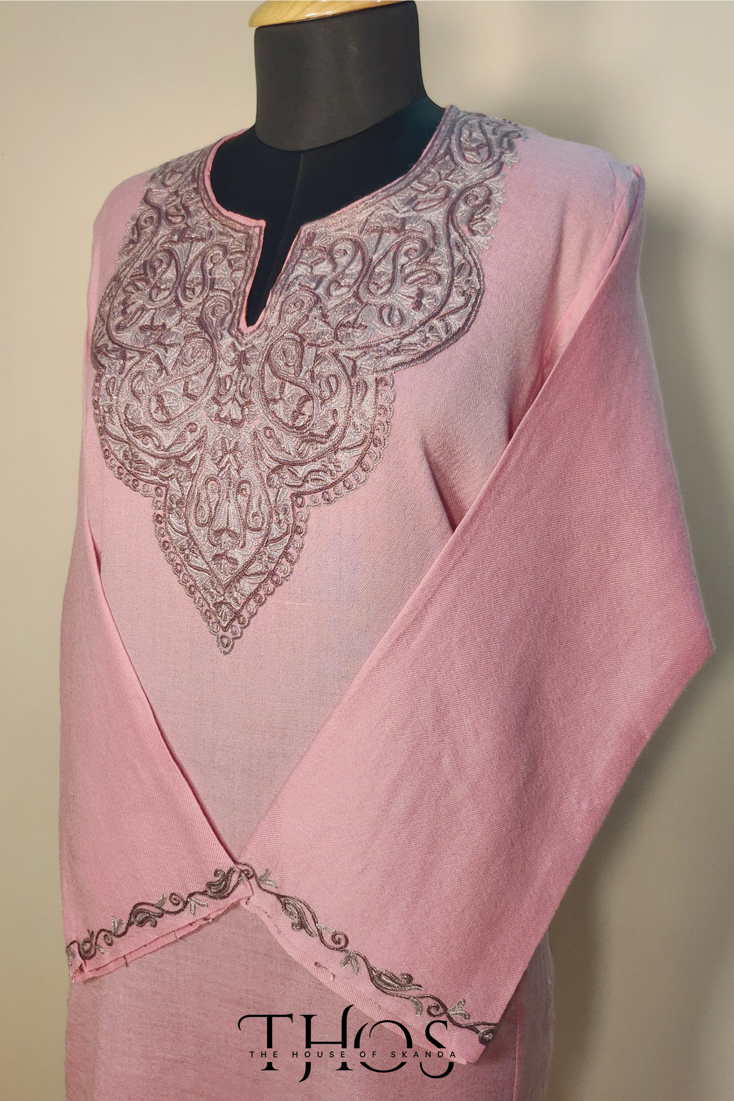 Bano Pink and Grey Aari Phiran