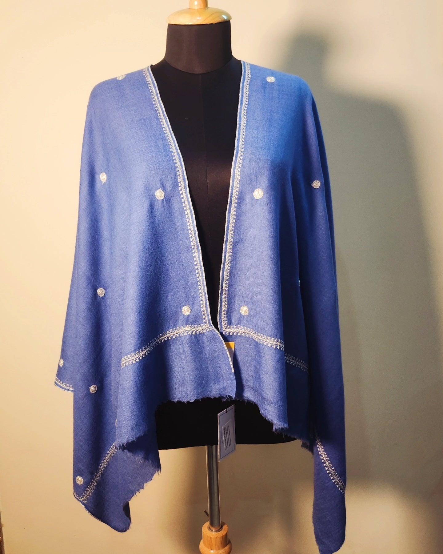 Aayat Denim Blue Booti Tilla Stole