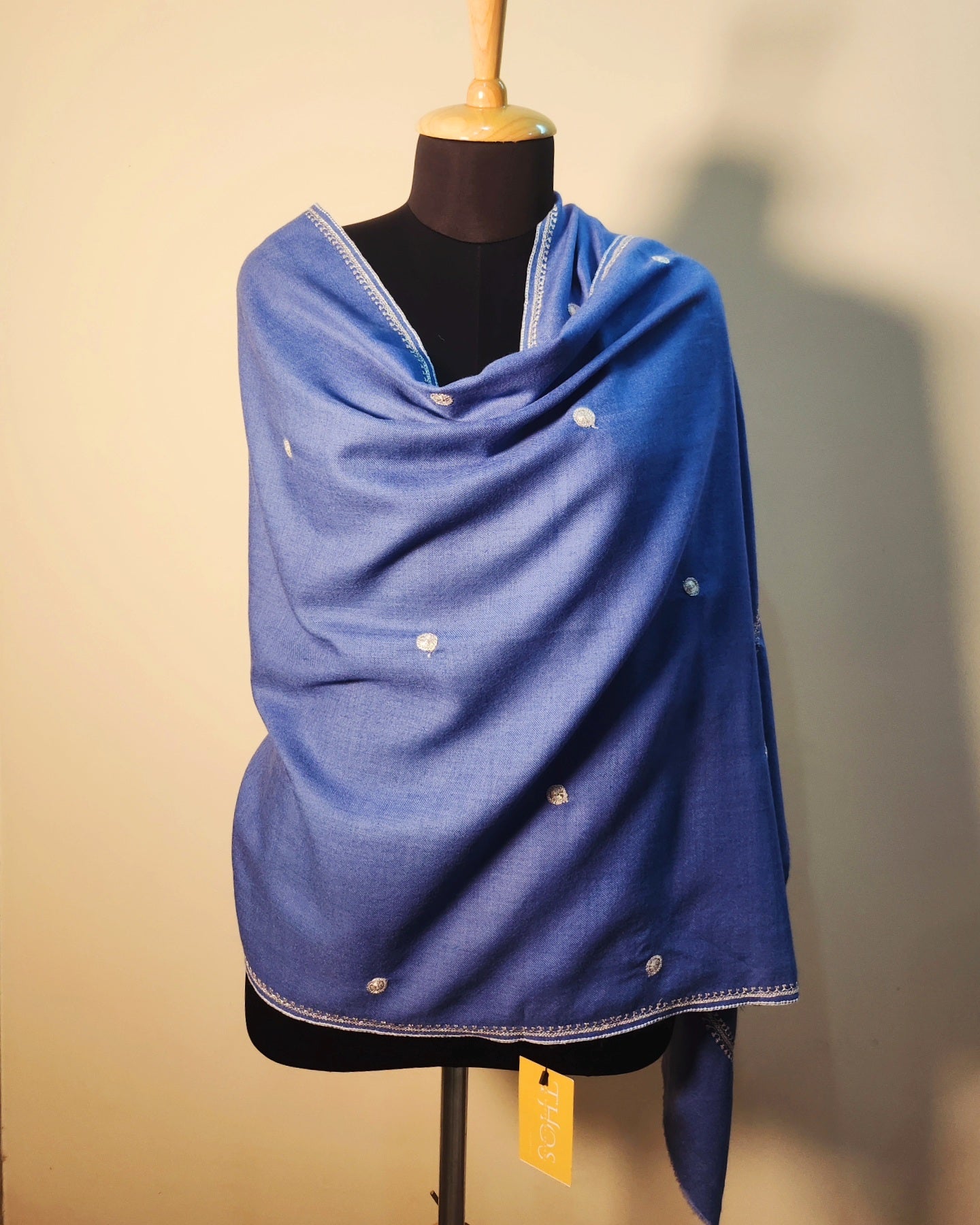 Aayat Denim Blue Booti Tilla Stole