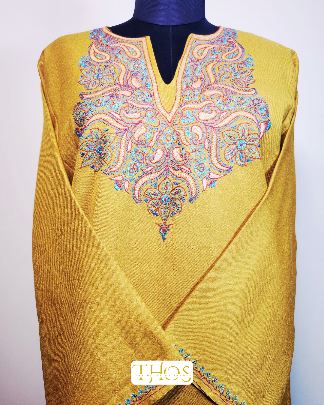 Bano Mustard Yellow Aari Pheran