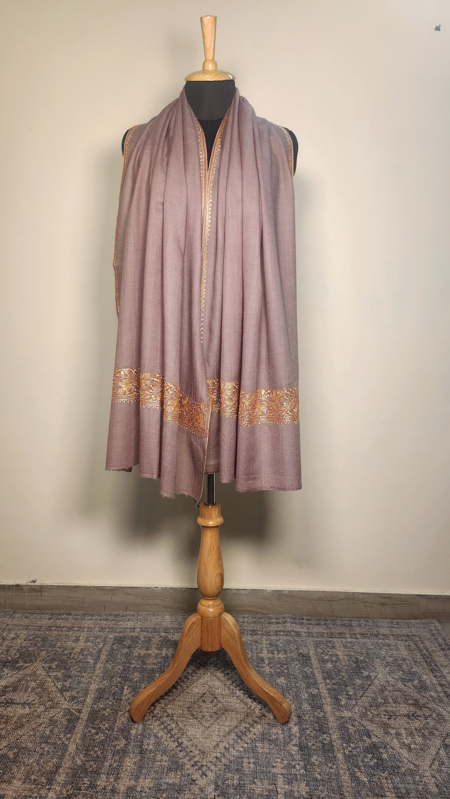 Aayat Beige and Golden Tilla Stole