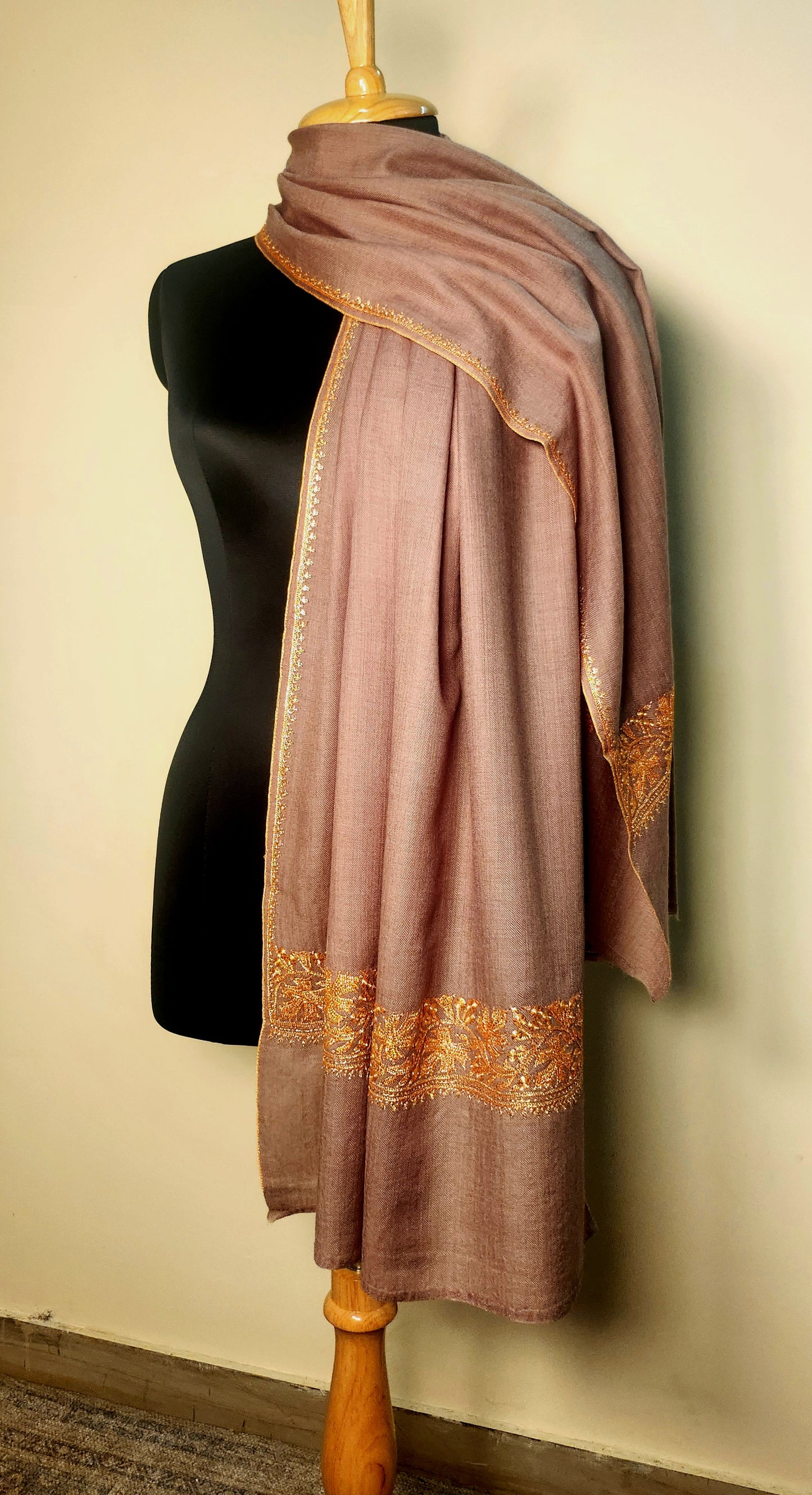 Aayat Beige and Golden Tilla Stole