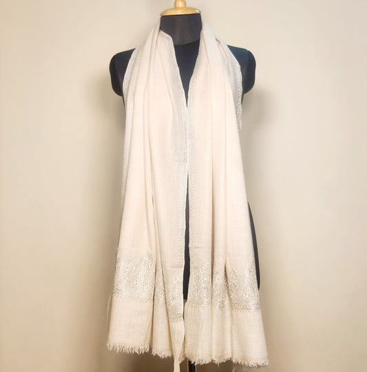 Aayat Pearl White and Silver Tilla Stole