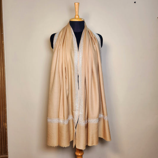 Aayat Barley Cream Silver Tilla Stole