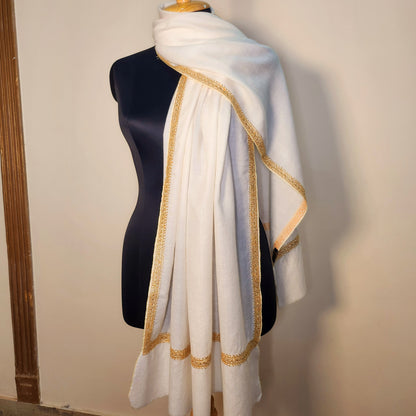 Aayat Cream White and Golden Tilla Stole