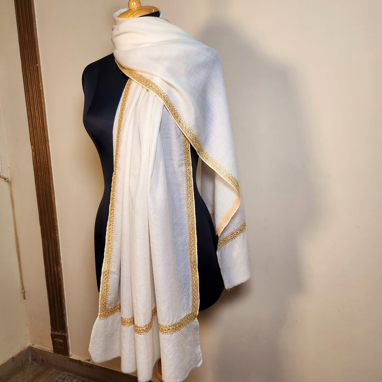 Aayat Cream White and Golden Tilla Stole