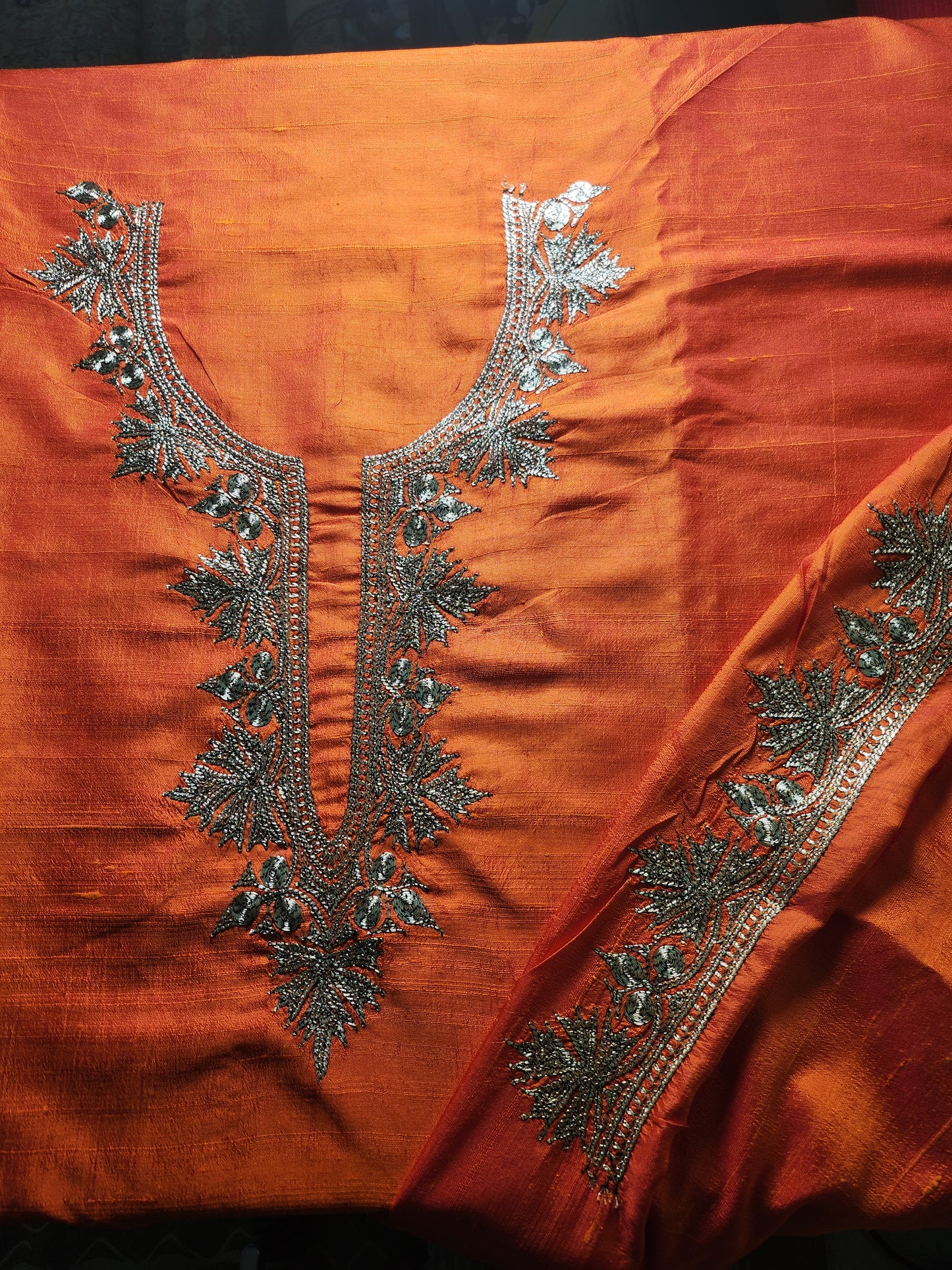 Orange Raw Silk Tilla