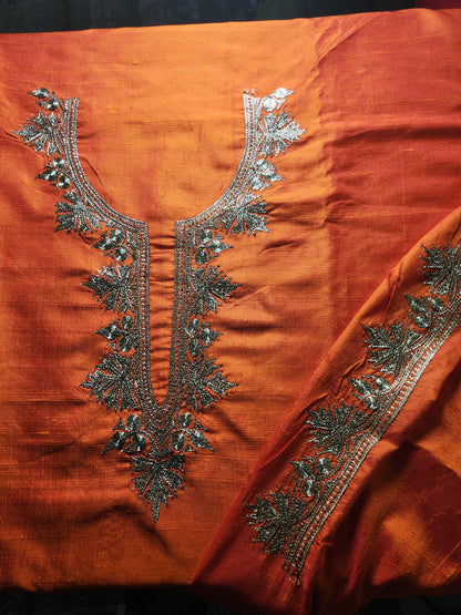 Orange Raw Silk Tilla