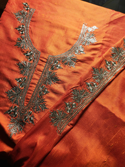 Orange Raw Silk Tilla