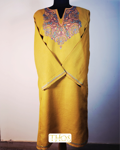 Bano Mustard Yellow Aari Pheran