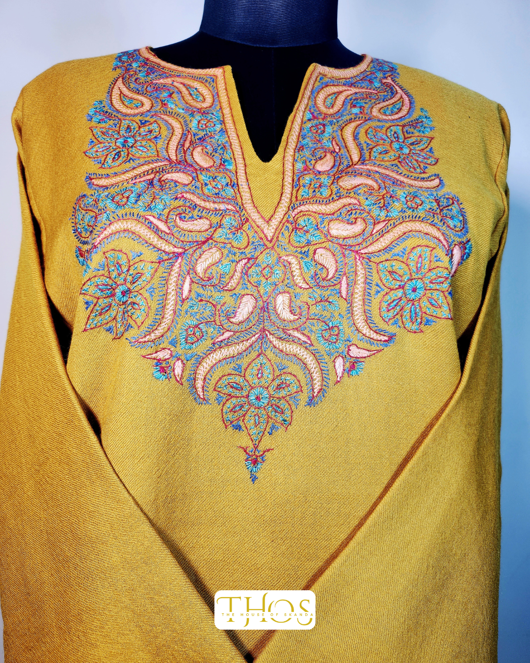 Bano Mustard Yellow Aari Pheran