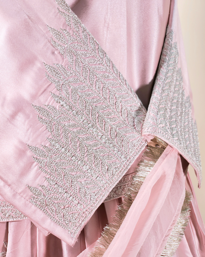 Lace Pink Kurti and Lehenga set