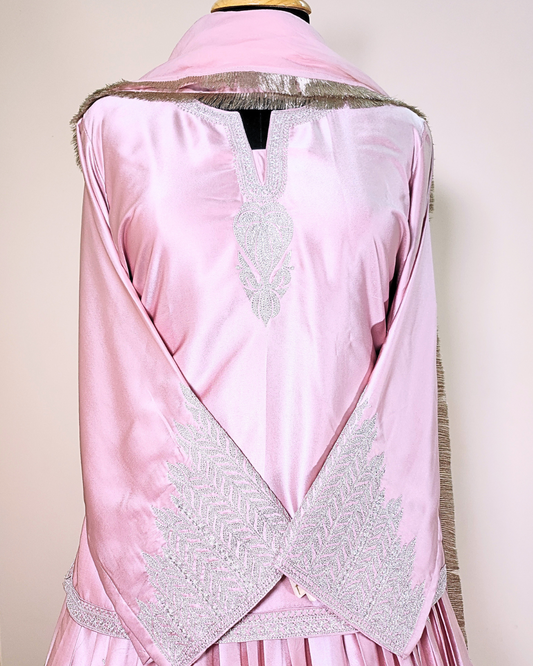 Lace Pink Kurti and Lehenga set
