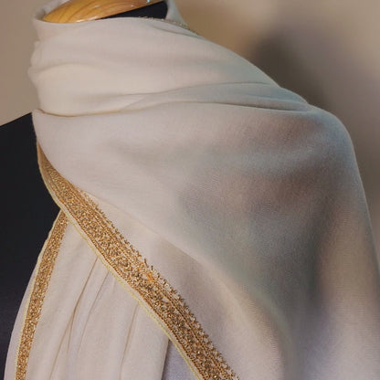 Aayat Cream White and Golden Tilla Stole